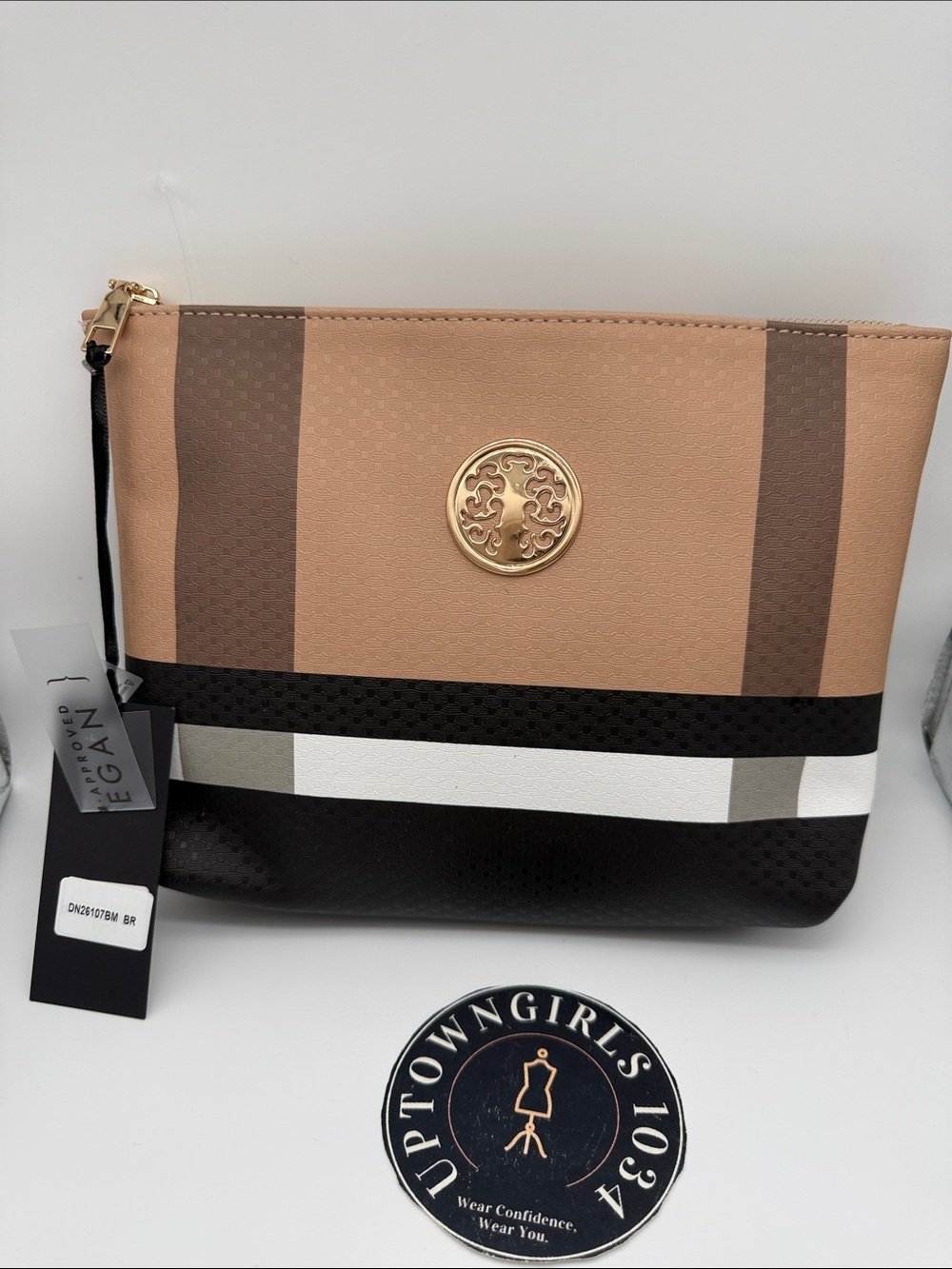 Elegant Brown & Black Stripe Women's cosmetic bag